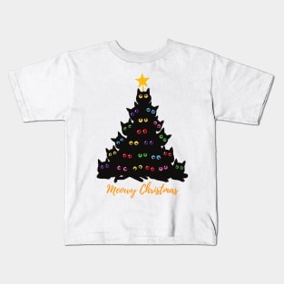 Meowy Christmas tree Kids T-Shirt